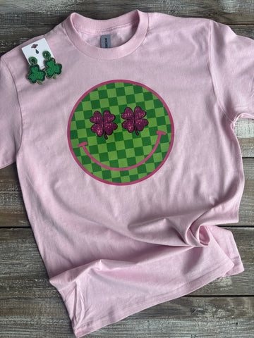 Adult Pink Smiley St Patty Shirt