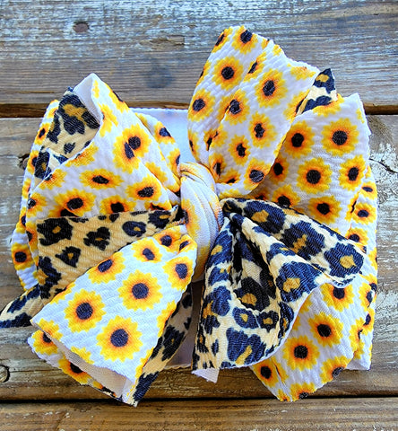 Sunflower & Cheetah Shredded Headbands