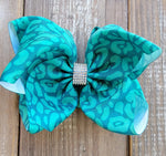 Teal Leopard Bow