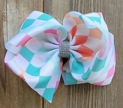 Pastel Checkered Bow